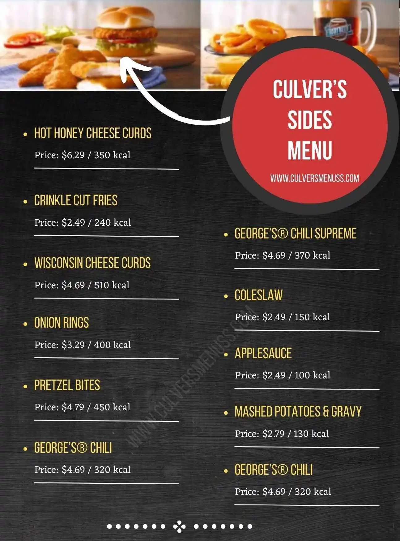 Culver’s Sides Menu